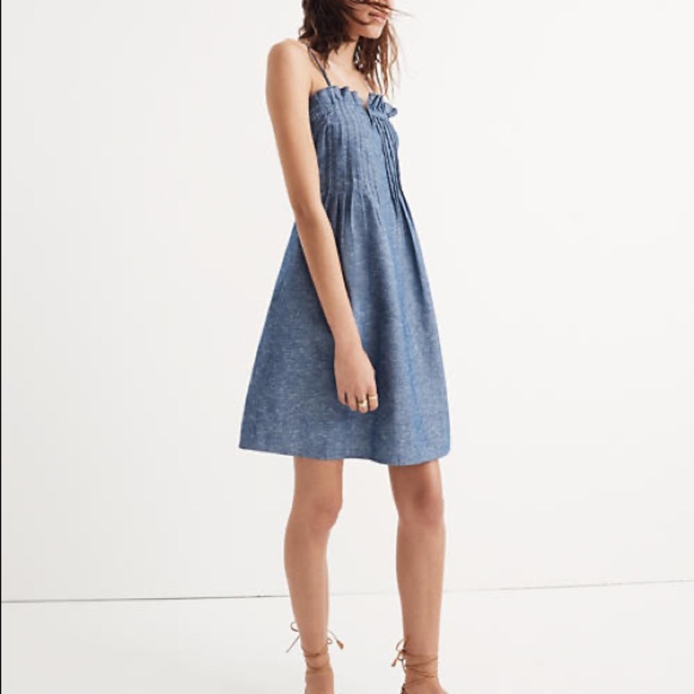 Madewell cami pintuck denim dress size 0